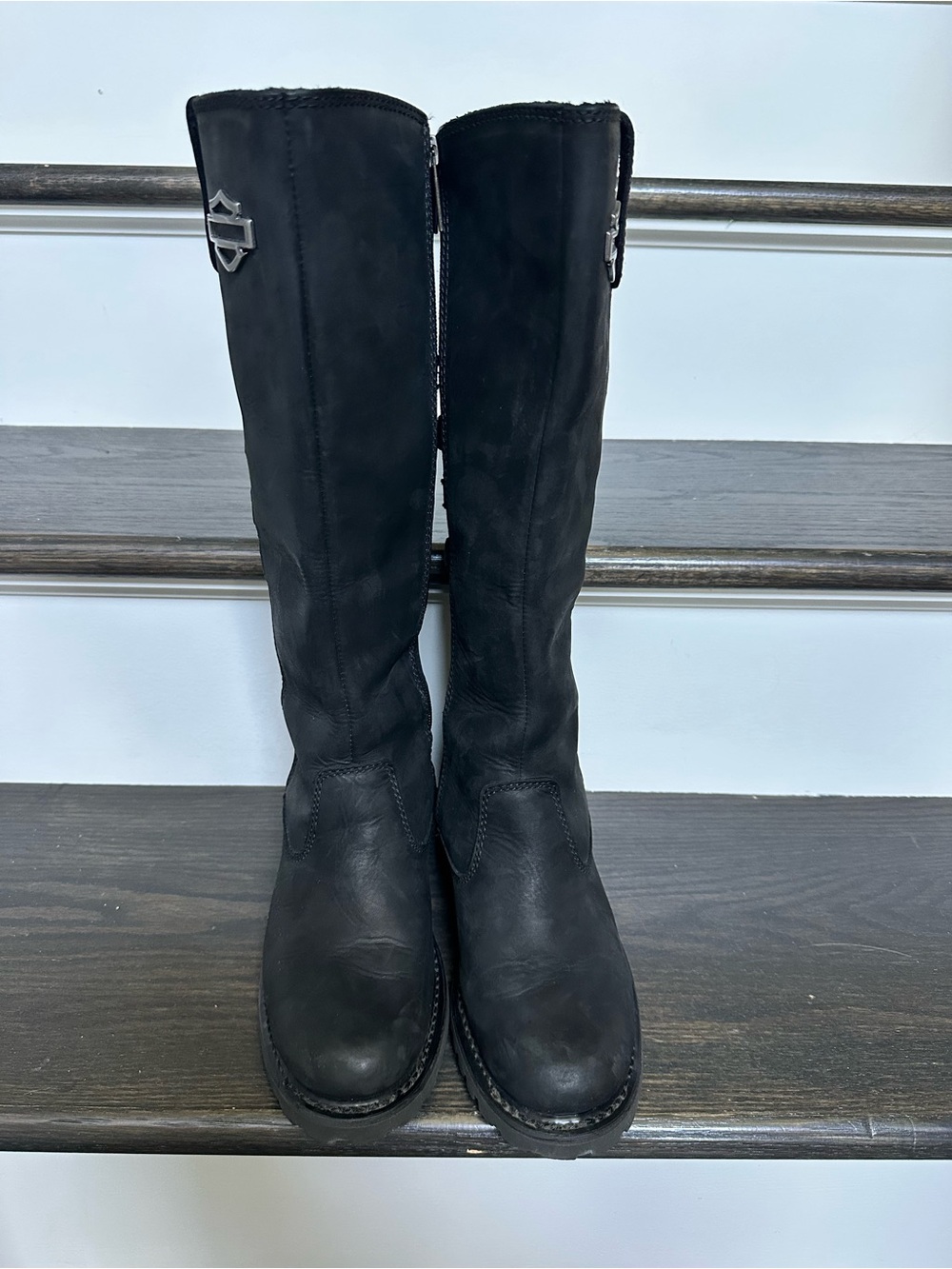 Harley-Davidson Women’s Black Leather Tall Buckle Riding Boots - Picture 4 of 7